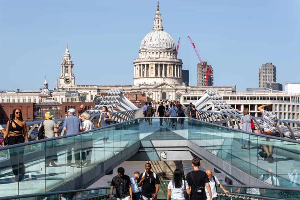 Millennium Bridge, St. James Cathedral, London